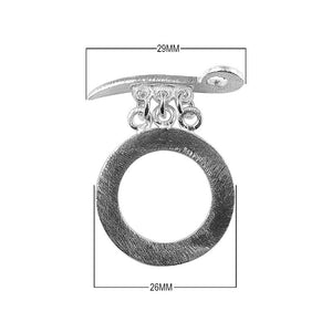 Silver Overlay round toggle clasp with brushed finish and multi-ring connectors, handcrafted jewelry finding for wholesale buyers, handcrafted in India.