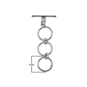 925 Sterling Silver multi-ring toggle clasp with polished finish, wholesale jewelry findings India