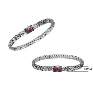 Sterling silver braided bracelet with Ruby Quartz barrel clasp for wholesale