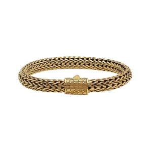 Sterling silver 18K gold plated woven bracelet with push clasp handcrafted in Bali.