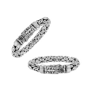 Silver Woven Chain Bracelet With Ornate Box Clasp In 925 Sterling Silver For Wholesale