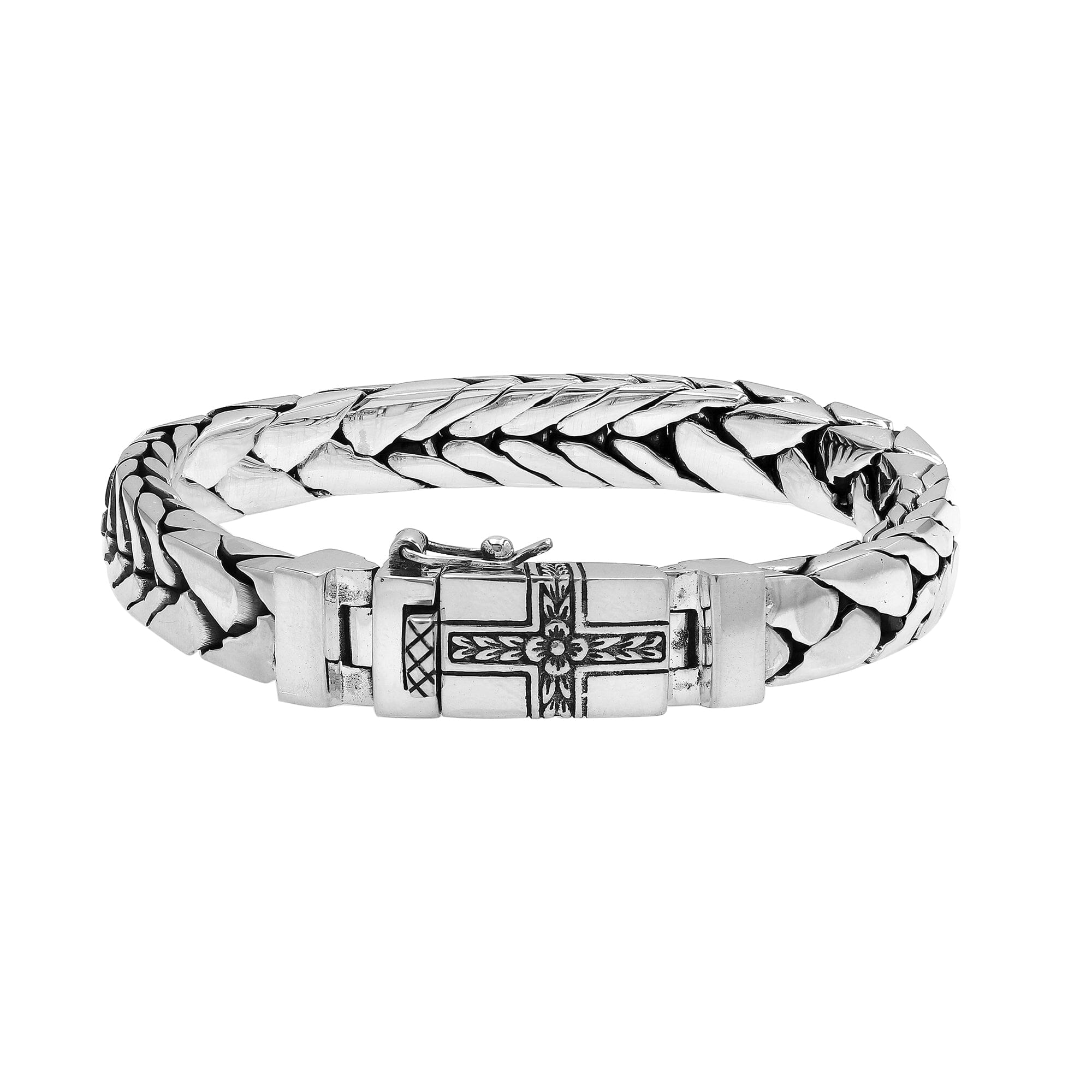 Silver Woven Chain Bracelet With Box Clasp And Safety Latch In 925 Sterling Silver For Wholesale