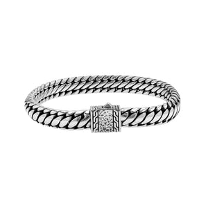 Silver Curb Chain Bracelet With Textured Push Clasp In 925 Sterling Silver For Wholesale