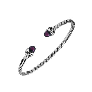 Silver Bangle With Amethyst Quartz In 925 Sterling Silver For Wholesale