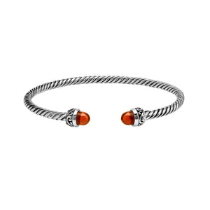 Silver Bangle With Red Coral In 925 Sterling Silver For Wholesale