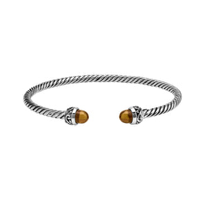 Silver Bangle With Citrine Quartz In 925 Sterling Silver For Wholesale