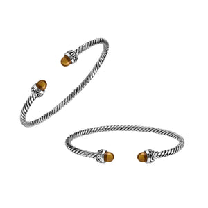 Silver Bangle With Citrine Quartz In 925 Sterling Silver For Wholesale