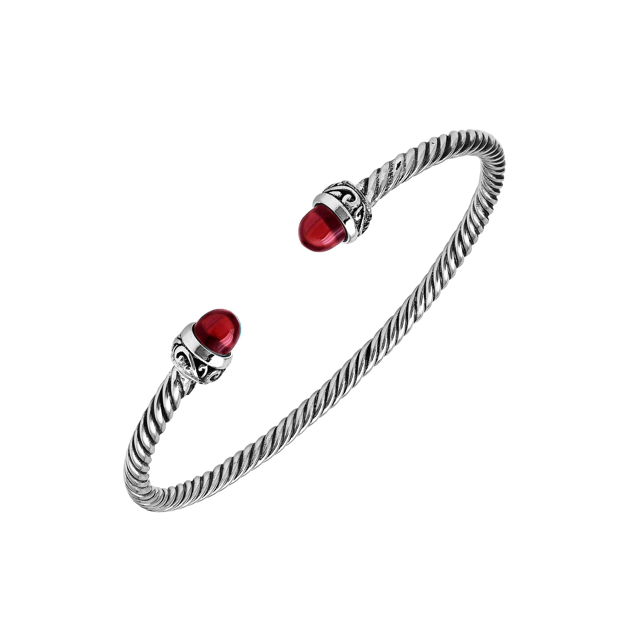 Silver Bangle With Garnet Quartz In 925 Sterling Silver For Wholesale