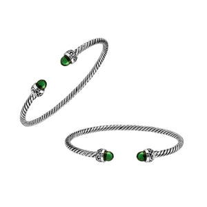Silver Bangle With Green Quartz In 925 Sterling Silver For Wholesale
