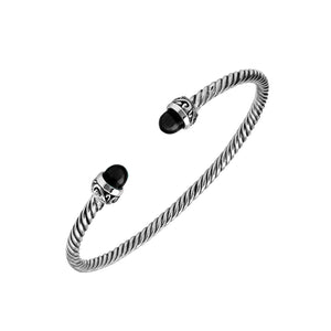 AB-1238-OX Sterling Silver Bangle With Black Onyx Jewelry Bali Designs Inc