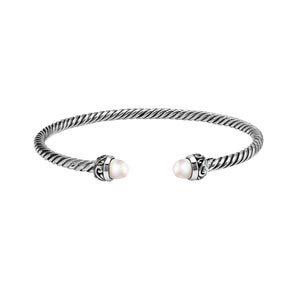 Silver Bangle With Pearl In 925 Sterling Silver For Wholesale
