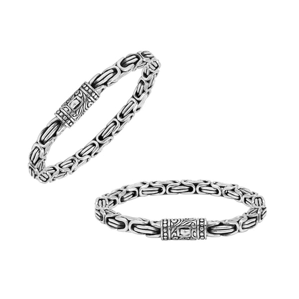 AB-1254-S-8" Sterling Silver Bracelet With Plain Silver Jewelry Bali Designs Inc 