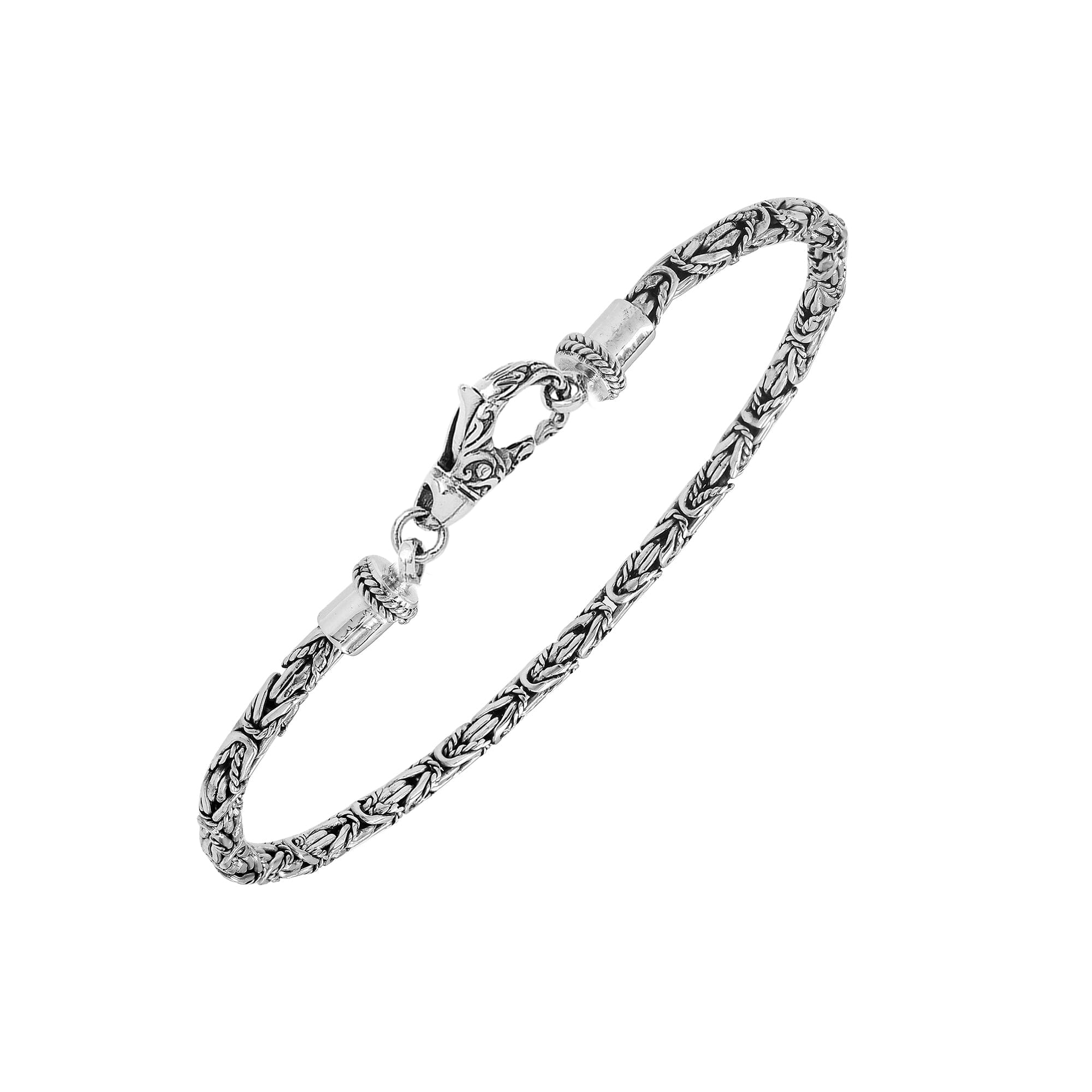 Wholesale sterling silver bracelet with Balinese woven wheat-link chain and lobster clasp handcrafted in Bali.
