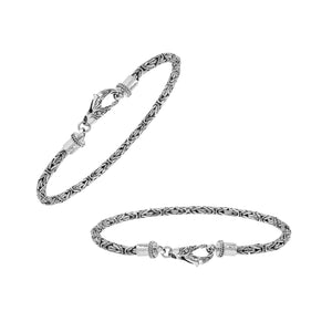 Wholesale sterling silver bracelet with Balinese wheat-link chain and detailed lobster clasp handcrafted in Bali.
