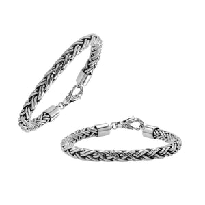 Sterling Silver Bali Handcrafted Braided Wheat Chain Bracelet With Lobster Clasp