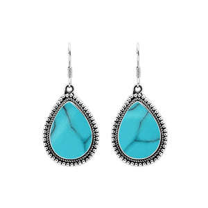 Sterling Silver Hand Crafted Pear Shape Earring With Turquoise Shell Jewelry Bali Designs Inc