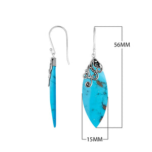 Turquoise Shell Silver Leaf Earrings With Earwire For Wholesale