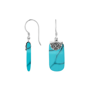 Turquoise Shell Silver Rectangular Dangle Earrings For Wholesale
