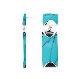 Turquoise Shell sterling silver linear drop earrings