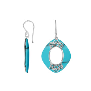 Turquoise Shell Cushion Filigree Earrings