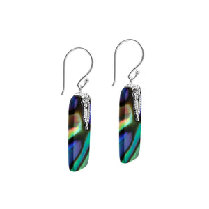 Rectangular Abalone Shell earrings with silver earwire top