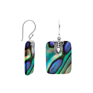 Rectangular Abalone Shell earrings with silver earwire top