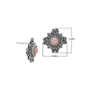 Sterling silver floral Pink Pearl stud earrings