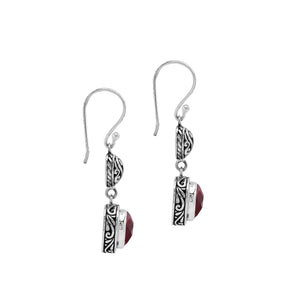 Sterling Silver Earrings With Garnet Quartz Heart Design