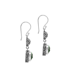 Sterling Silver Earrings With Green Quartz Heart Design
