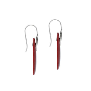 Sterling Silver Earrings With Red Coral Trapezoid Design