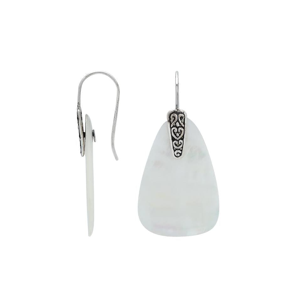 Sterling Silver Earrings With Mother Of Pearl Trapezoid Design