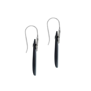 Sterling Silver Earrings With Black Shell Trapezoid Design