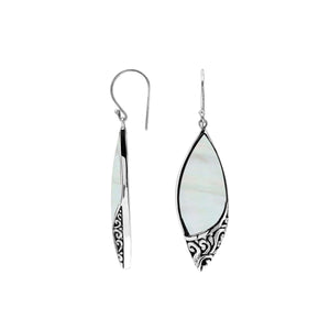 Mother Of Pearl Sterling Silver Marquise Earrings Wholesale