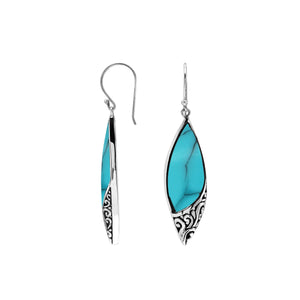 Sterling Silver Earrings With Turquoise Shell Marquise Design