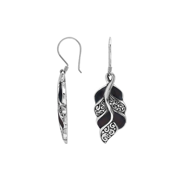 AE-1207-SHB Sterling Silver Earring With Black Shell Jewelry Bali Designs Inc 
