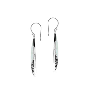 Mother Of Pearl Long Marquise Silver Earrings For Wholesale