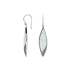 Mother Of Pearl Long Marquise Silver Earrings For Wholesale