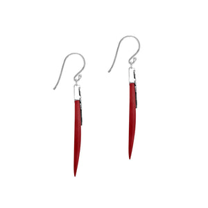 Sterling silver Red Coral dangle earrings handcrafted in Bali