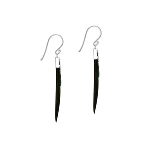 Sterling silver Black Shell dangle earrings handcrafted in Bali