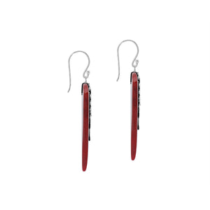 Sterling silver Red Coral dangle earrings handcrafted in Bali