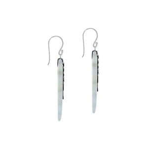 Sterling silver Mother Of Pearl dangle earrings handcrafted in Bali