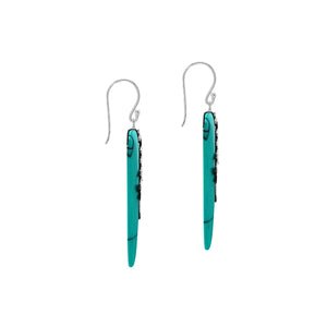 Sterling silver Turquoise Shell dangle earrings with leaf detailing handcrafted in Bali