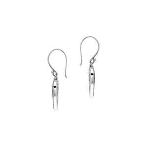 Sterling Silver Carved Heart-Shaped Dangle Earrings Featuring Dotted Balinese Detailing And Oxidized Finish