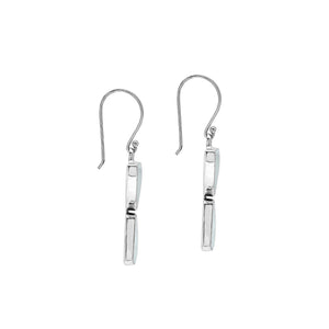 Sterling Silver Mother Of Pearl Half Moon Tapered Drop Structured Earrings Wholesale