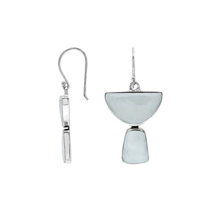 Sterling Silver Mother Of Pearl Half Moon Tapered Drop Structured Earrings Wholesale