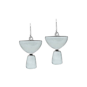 Sterling Silver Mother Of Pearl Half Moon Tapered Drop Structured Earrings Wholesale