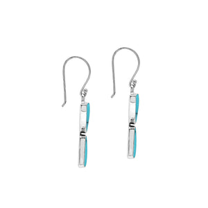 Sterling Silver Turquoise Shell Half Moon Tapered Drop Structured Designer Earrings Wholesale