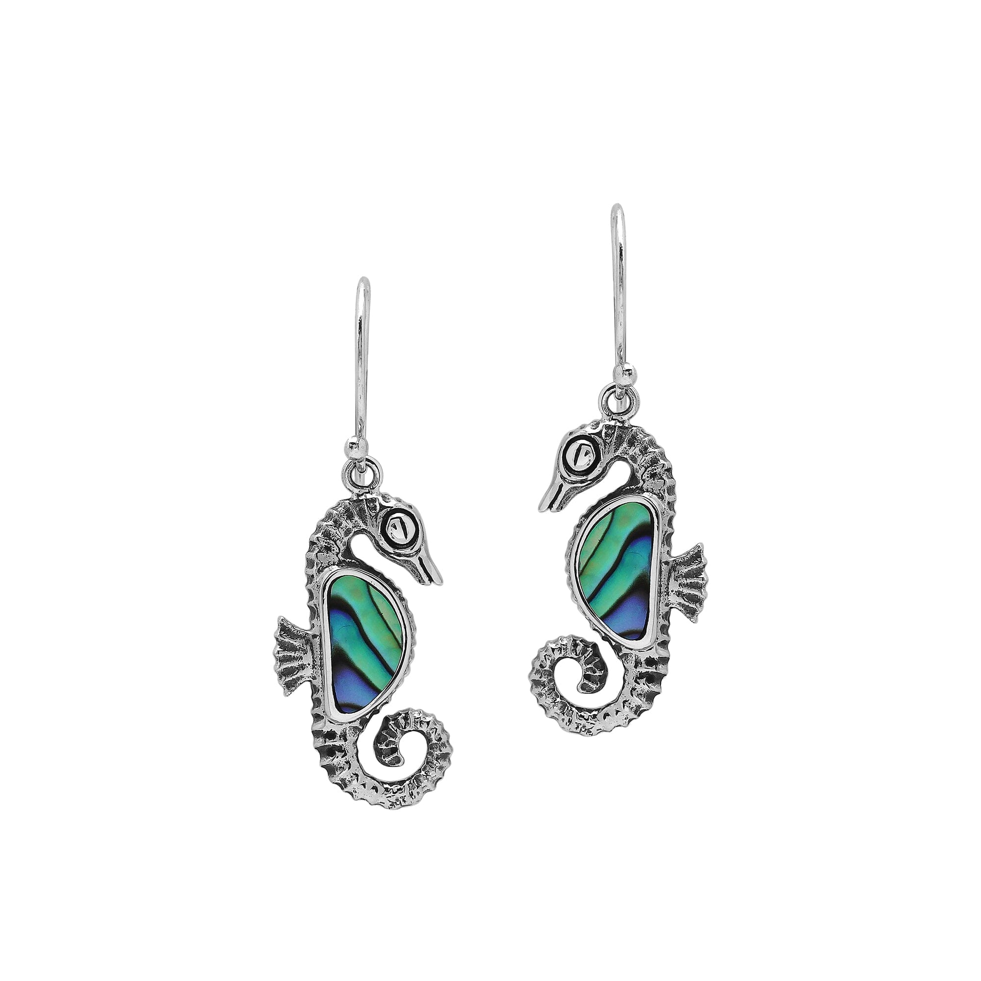 Wholesale Sterling Silver Seahorse Earrings With Abalone Shell Inlay