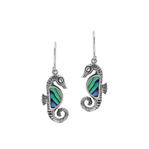 Wholesale Sterling Silver Seahorse Earrings With Abalone Shell Inlay
