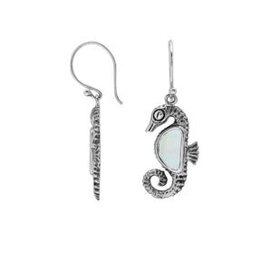 Wholesale Sterling Silver Seahorse Earrings With Mother Of Pearl Inlay